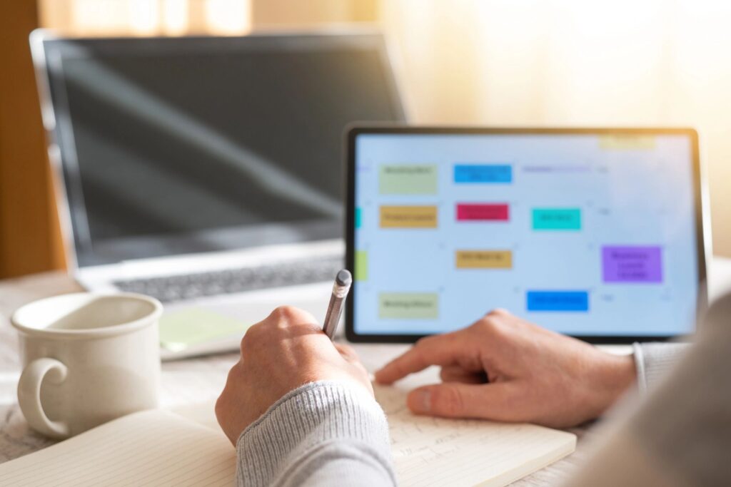 weekly digital planner on tablet