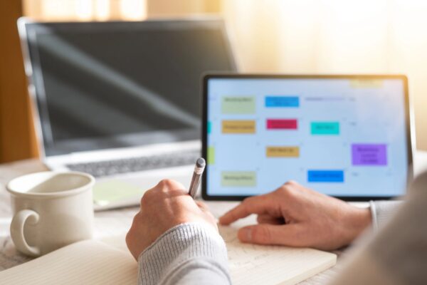 weekly digital planner on tablet